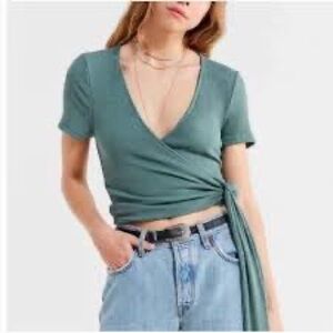Urban Outfitters Project Social T Crop Tie Top Size Medium sage green